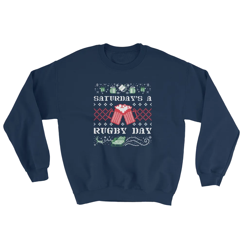Saturday's a Rugby Day Ugly Christmas Sweatshirt