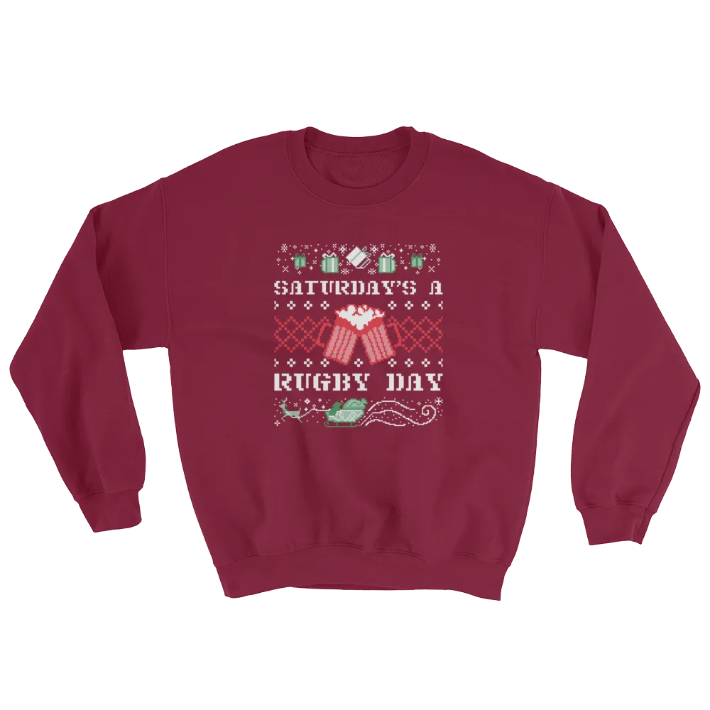 Saturday's a Rugby Day Ugly Christmas Sweatshirt