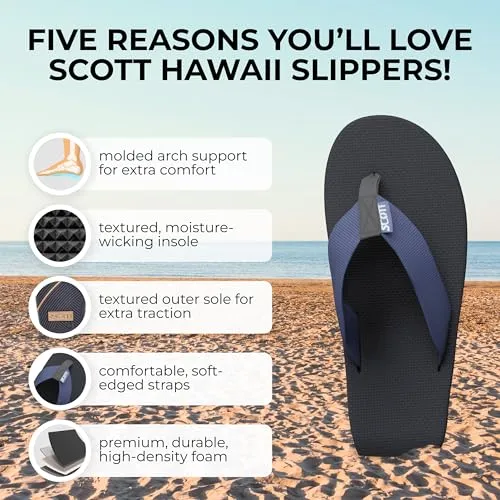 Scott Hawaii Makaha Flip Flop | Custom Molded Outsole with Arch Support | Podiatrist Recommended