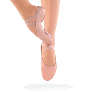 SD10 Leather Split-Sole Ballet Slippers in Pink
