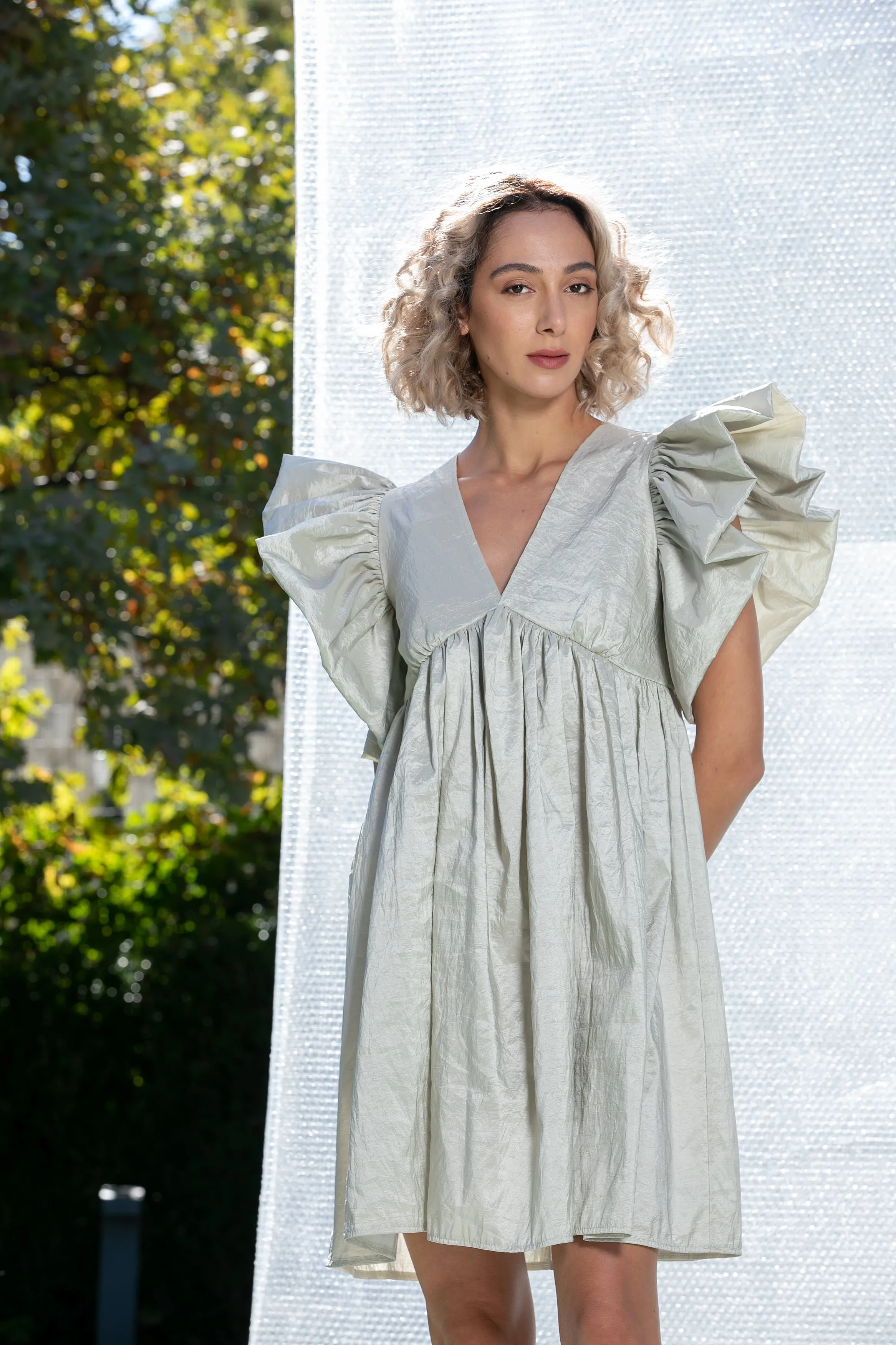 Silver Taffeta Dress