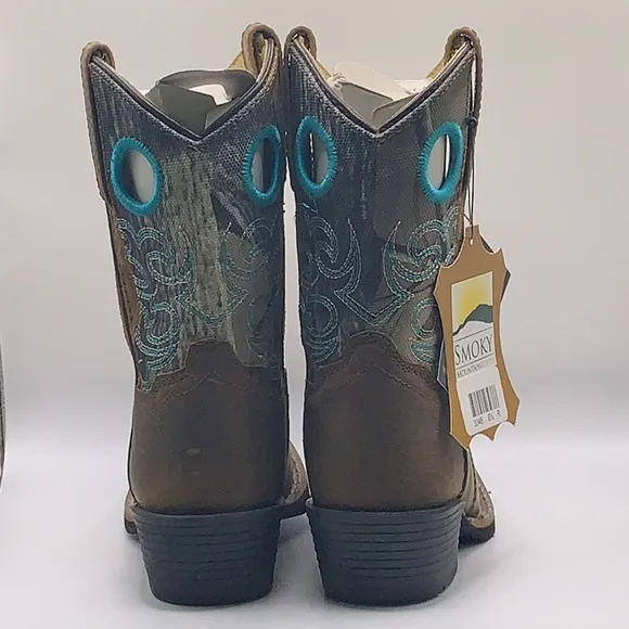 Smoky Mountain Boots, Kids 8.5, Sedona, Brown Camo/Blue  NEW