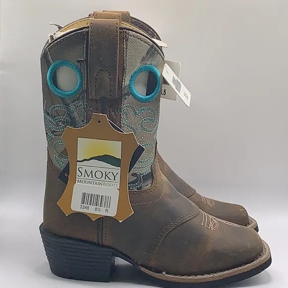 Smoky Mountain Boots, Kids 8.5, Sedona, Brown Camo/Blue  NEW