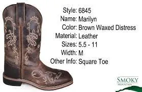 Smoky Mountain Boots - Ladies Marilyn Brown Boots 6845