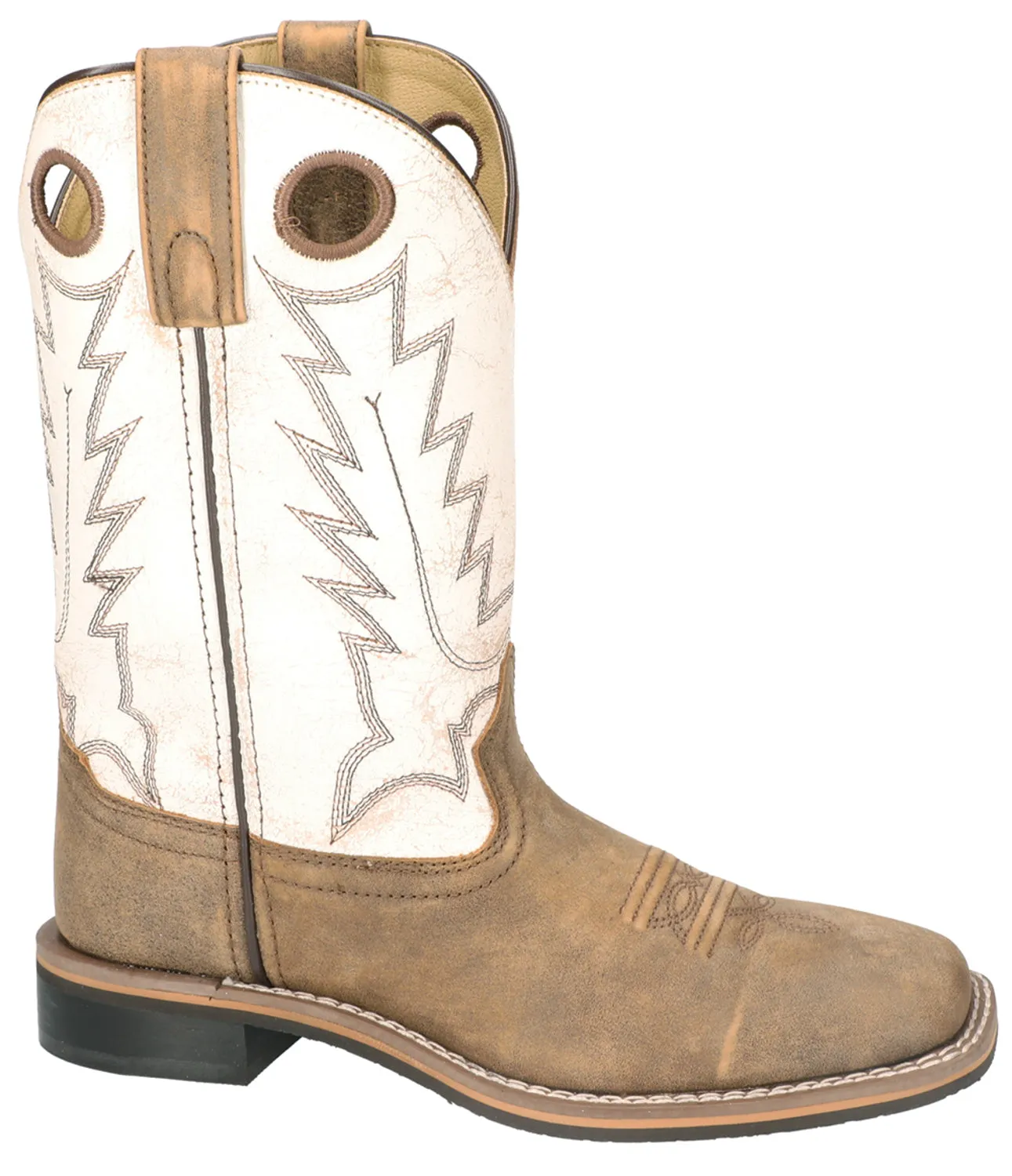 Smoky Mountain Womens Drifter Antique White/Brown Leather Cowboy Boots