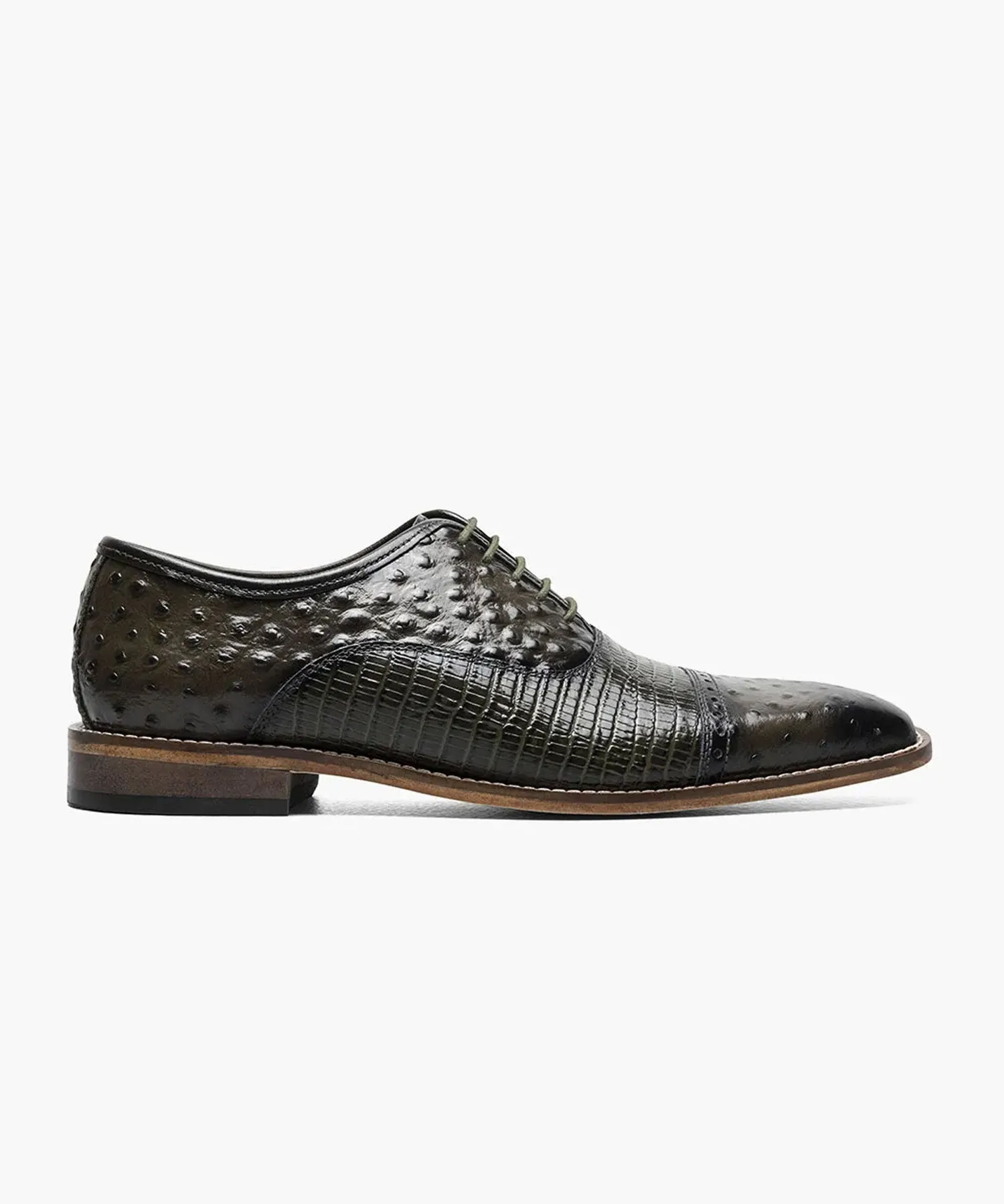 Stacy Adams Rodano Leather Cap Toe Oxford Dress Shoe - Olive