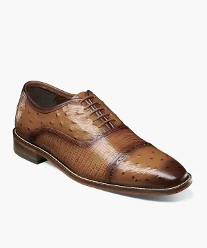 Stacy Adams Rodano Leather Cap Toe Oxford Dress Shoe - Tan