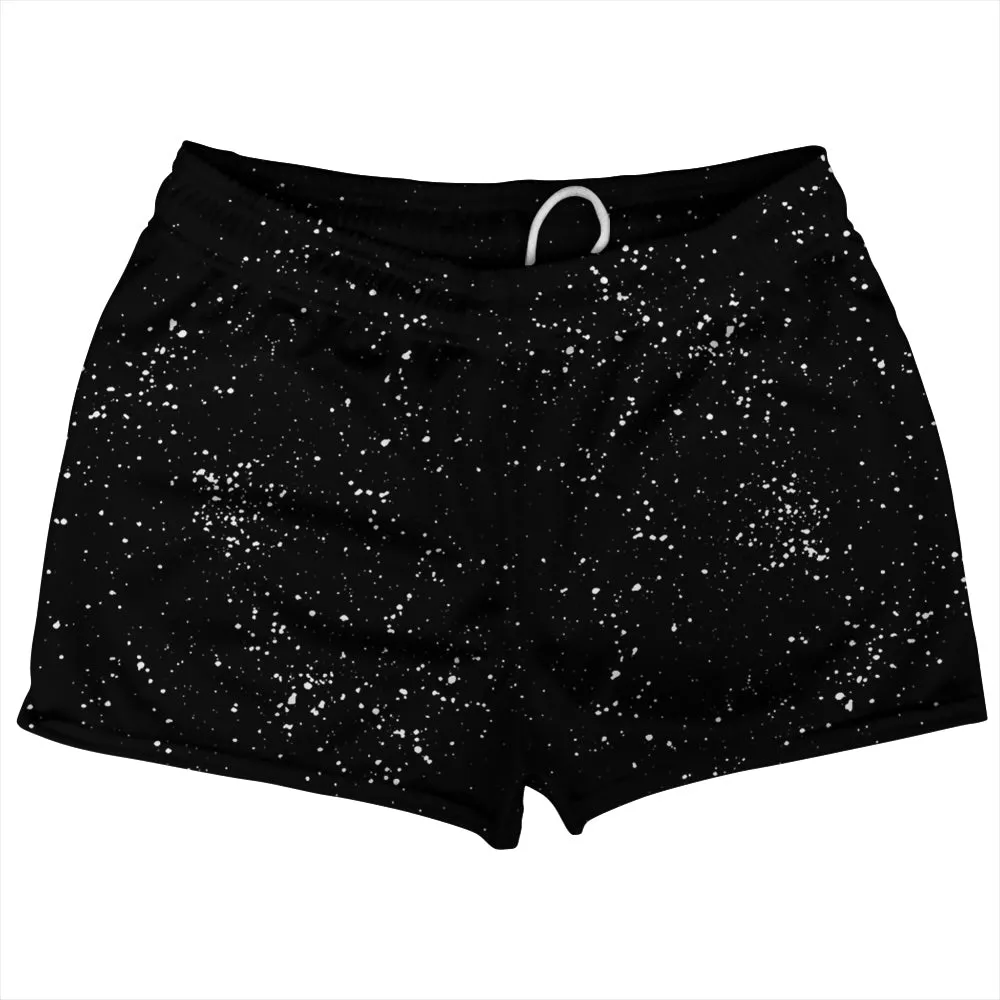 Super Fly Pattern Black and White Shorty Short Gym Shorts 2.5" Inseam Made In USA