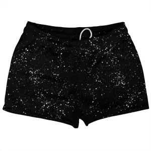 Super Fly Pattern Black and White Shorty Short Gym Shorts 2.5" Inseam Made In USA