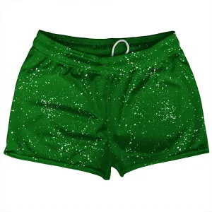 Super Fly Pattern Green Kelly and White Shorty Short Gym Shorts 2.5" Inseam Made In USA