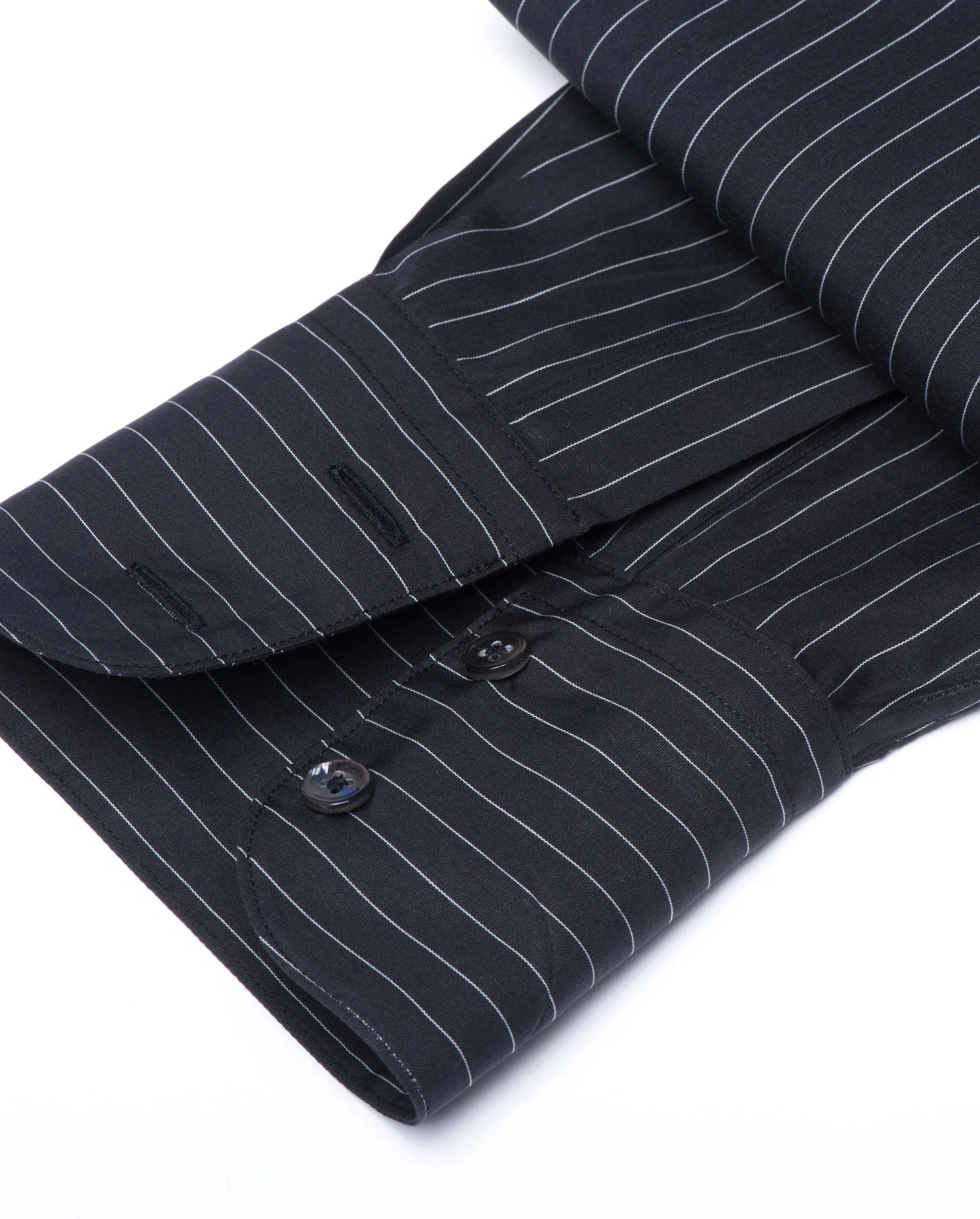 Tailored - Black with White Pinstripe
