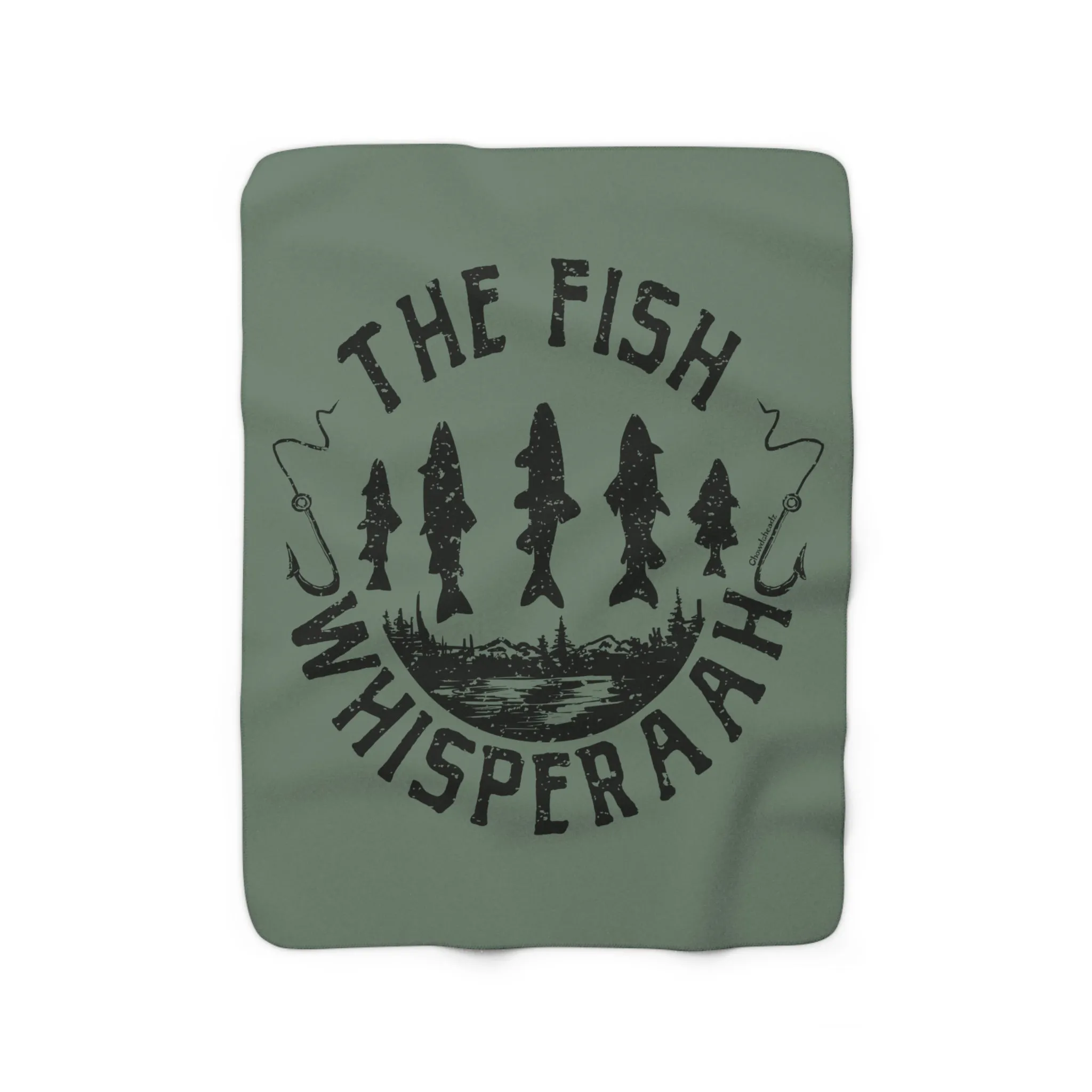 The Fish Whisperaah Sherpa Fleece Blanket - Green