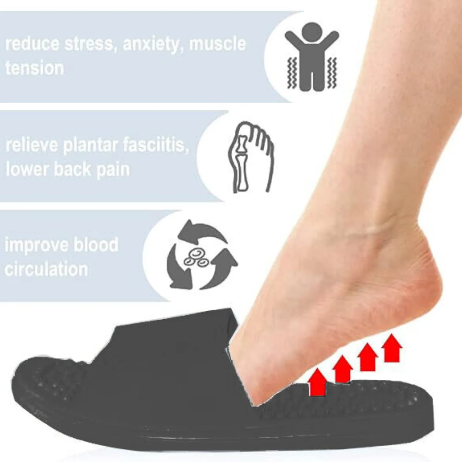 Therapy Shoes Feet Massage Slippers Sandals Acupressure Reflexology Black