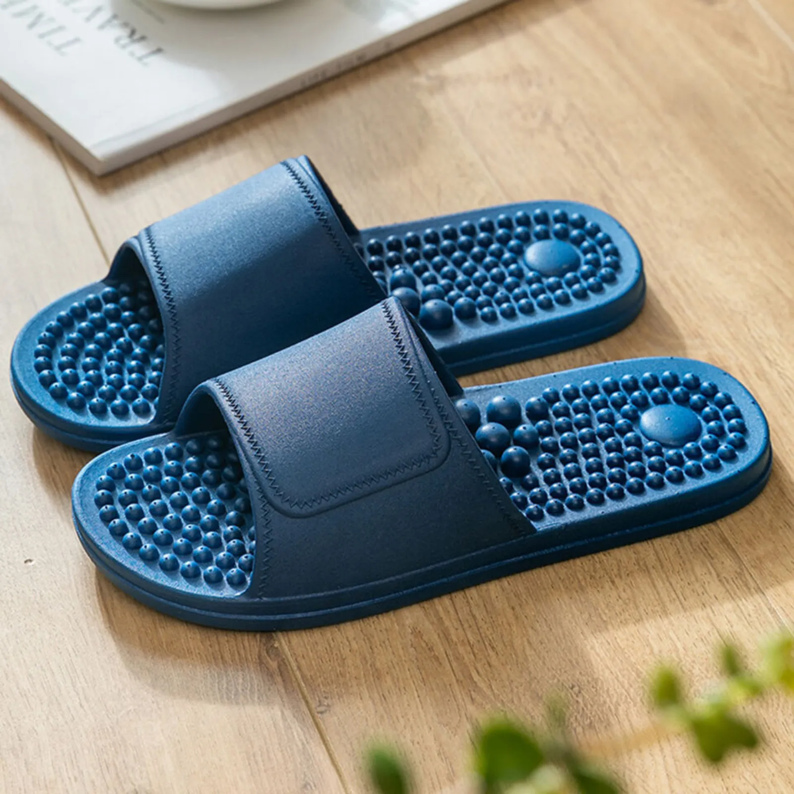Therapy Shoes Feet Massage Slippers Sandals Acupressure Reflexology Navy Blue
