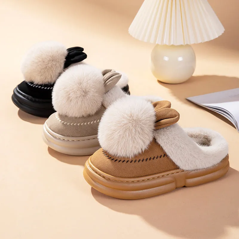 Thick Bottom Fleece-lined Warm Can Be Outdoor Fur Slippers