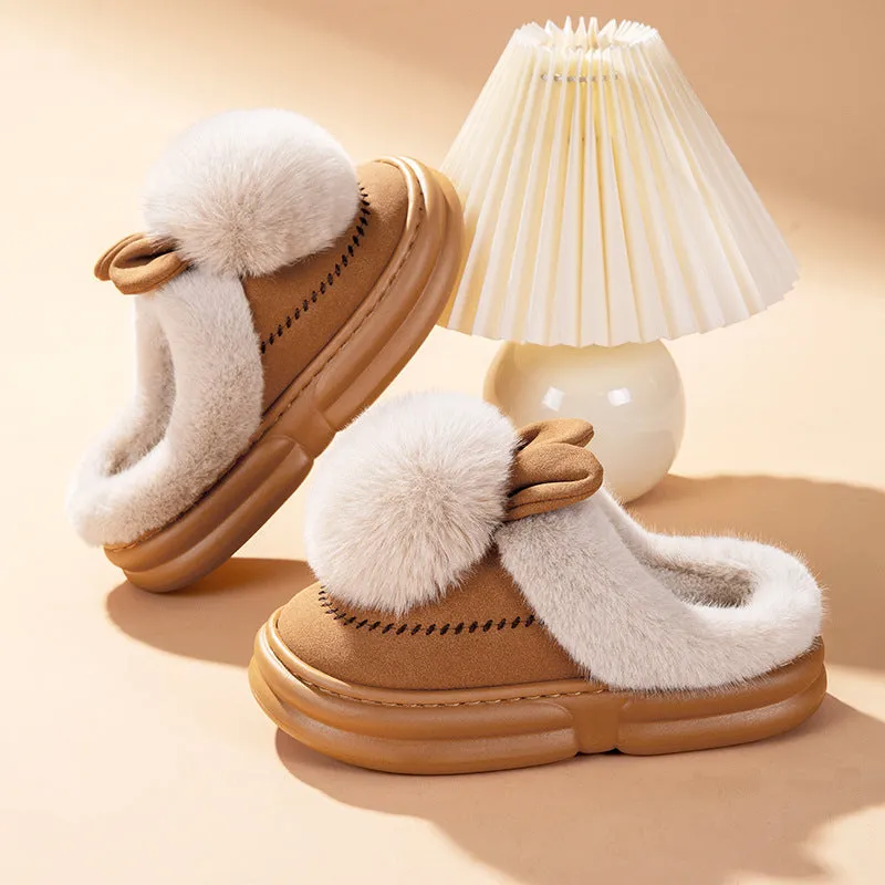 Thick Bottom Fleece-lined Warm Can Be Outdoor Fur Slippers
