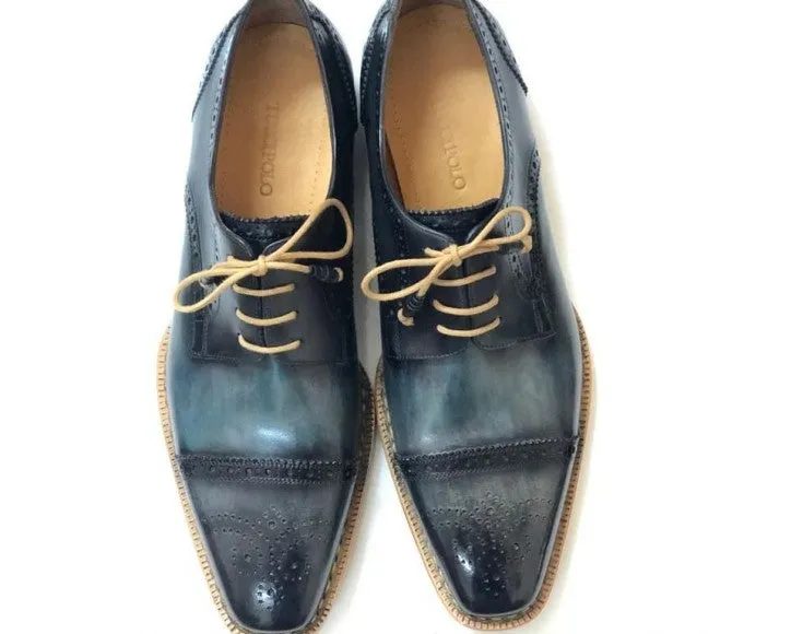 TucciPolo Italian Leather Shoes </p> Mens Handmade Captoe Brogue