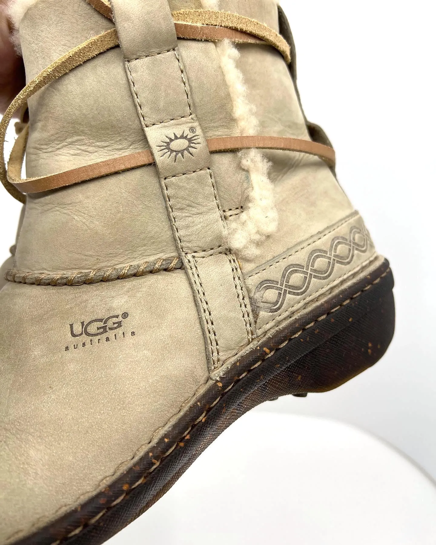 UGG AUSTRALIA COVE SHEARLING TRIMMED ANKLE BOOTS