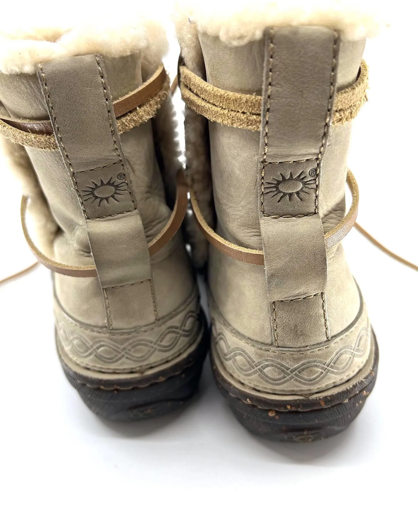 UGG AUSTRALIA COVE SHEARLING TRIMMED ANKLE BOOTS