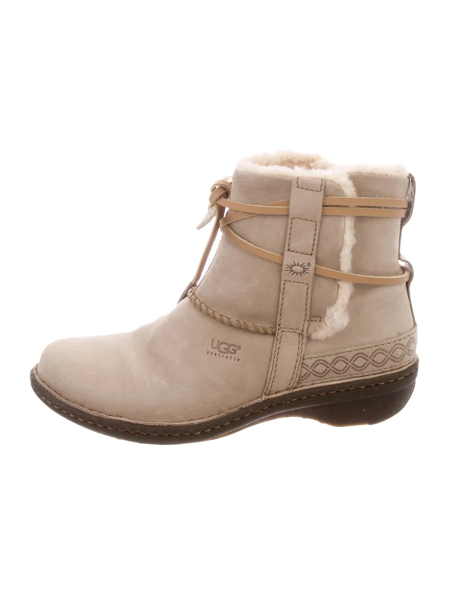 UGG AUSTRALIA COVE SHEARLING TRIMMED ANKLE BOOTS