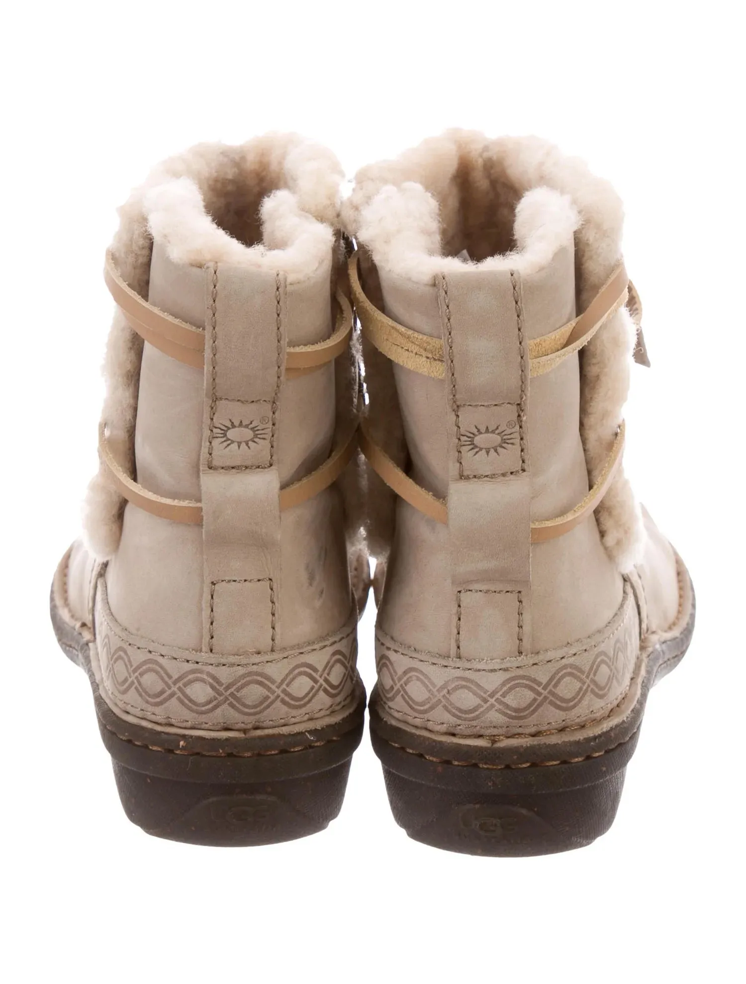 UGG AUSTRALIA COVE SHEARLING TRIMMED ANKLE BOOTS