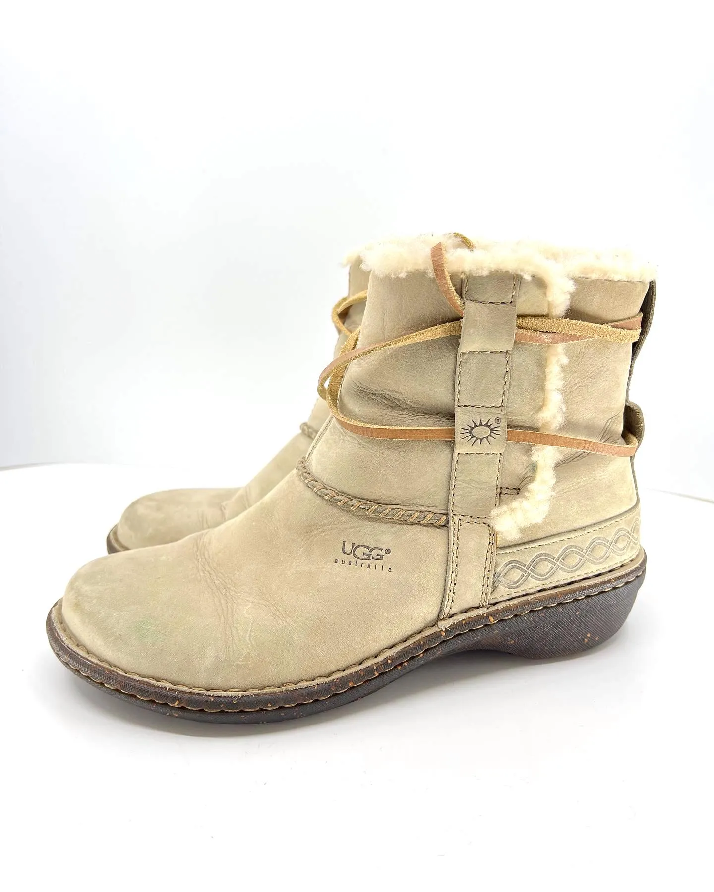 UGG AUSTRALIA COVE SHEARLING TRIMMED ANKLE BOOTS