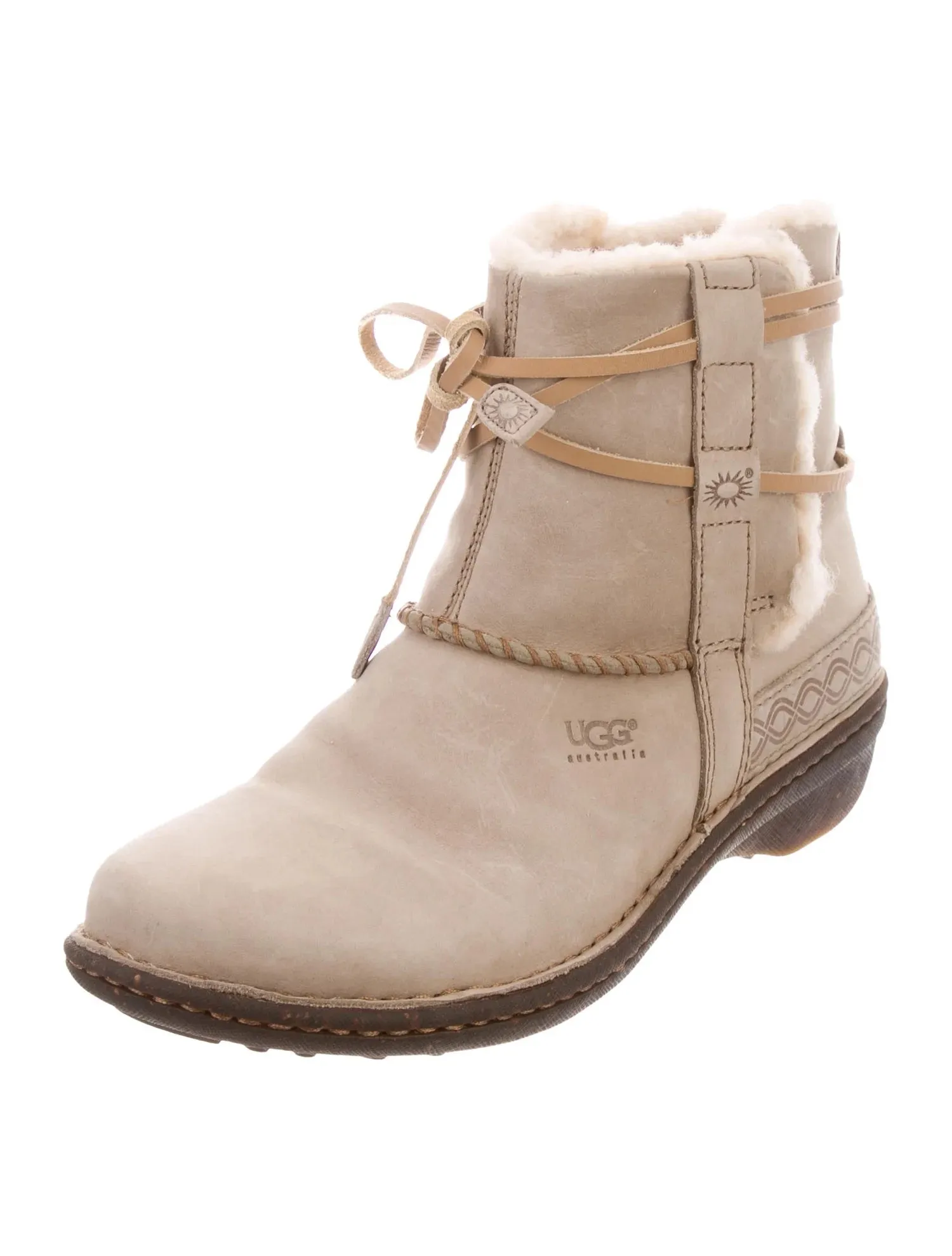 UGG AUSTRALIA COVE SHEARLING TRIMMED ANKLE BOOTS