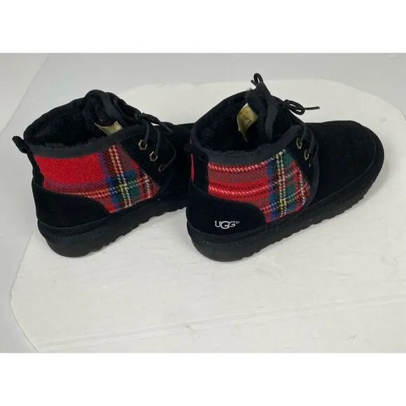 UGG boots Big boys size 7 with laces and logo in black and red with checkered.