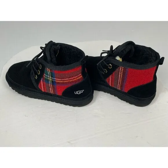 UGG boots Big boys size 7 with laces and logo in black and red with checkered.