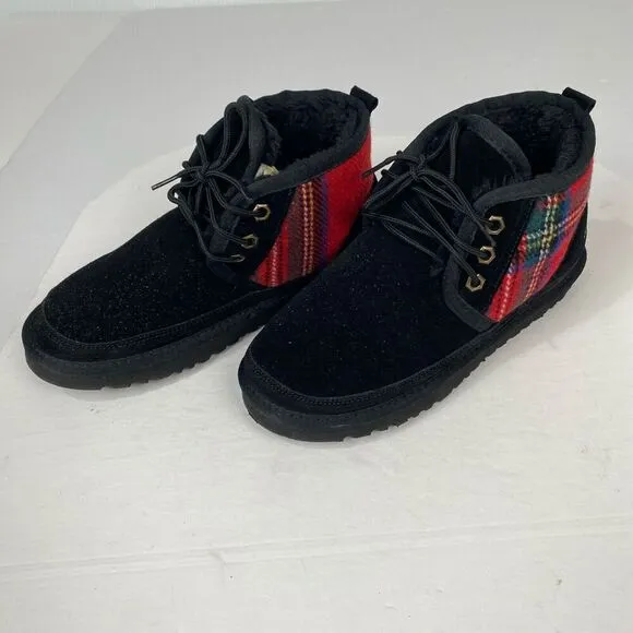 UGG boots Big boys size 7 with laces and logo in black and red with checkered.