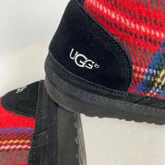 UGG boots Big boys size 7 with laces and logo in black and red with checkered.