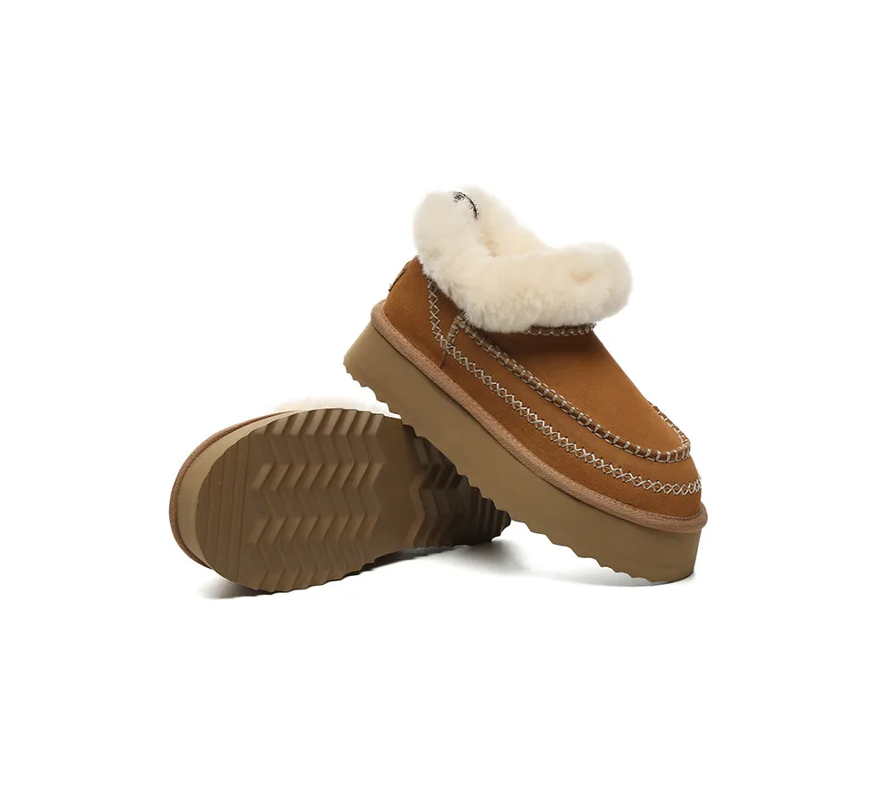 UGG Boots Women Sheepskin Wool Collar Ankle Platform Mini Santana