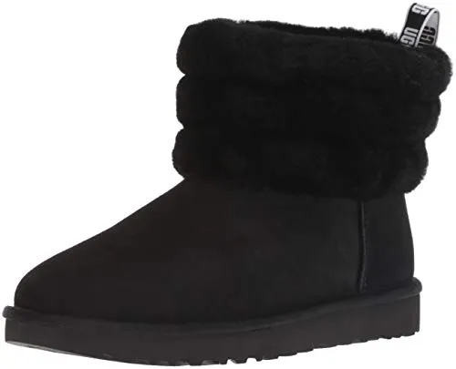 UGG Women's Fluff Mini Quilted Boot, Black, 8