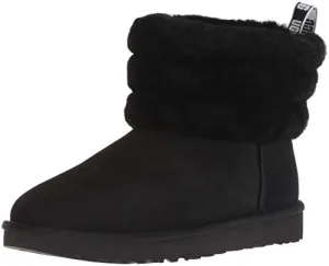 UGG Women's Fluff Mini Quilted Boot, Black, 8