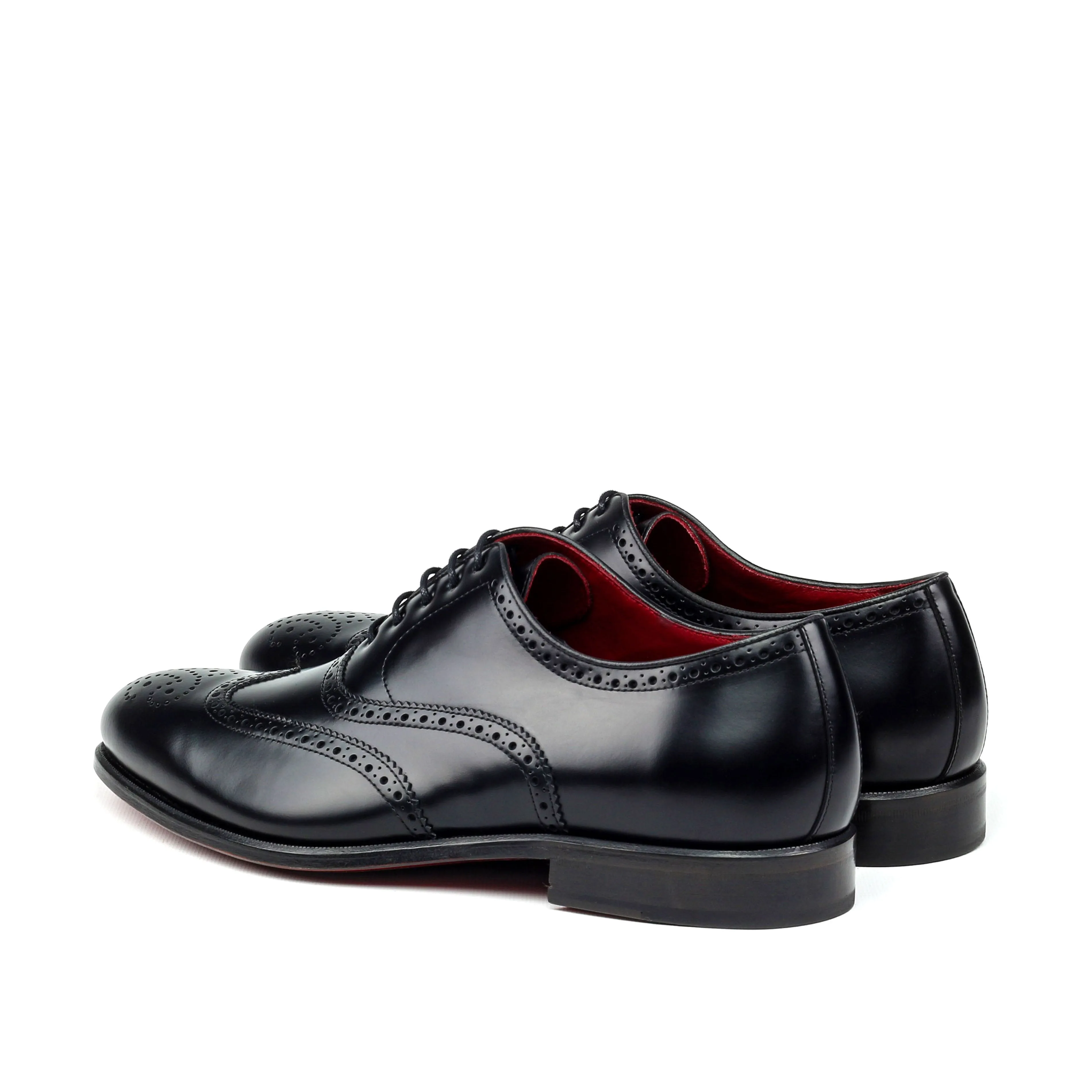 Unique Handcrafted Black Wingtip Oxford w/ Full Brogue