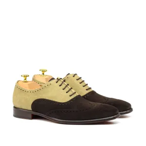 Unique Handcrafted Dark Brown & Sand Lux Suede Classic Oxford