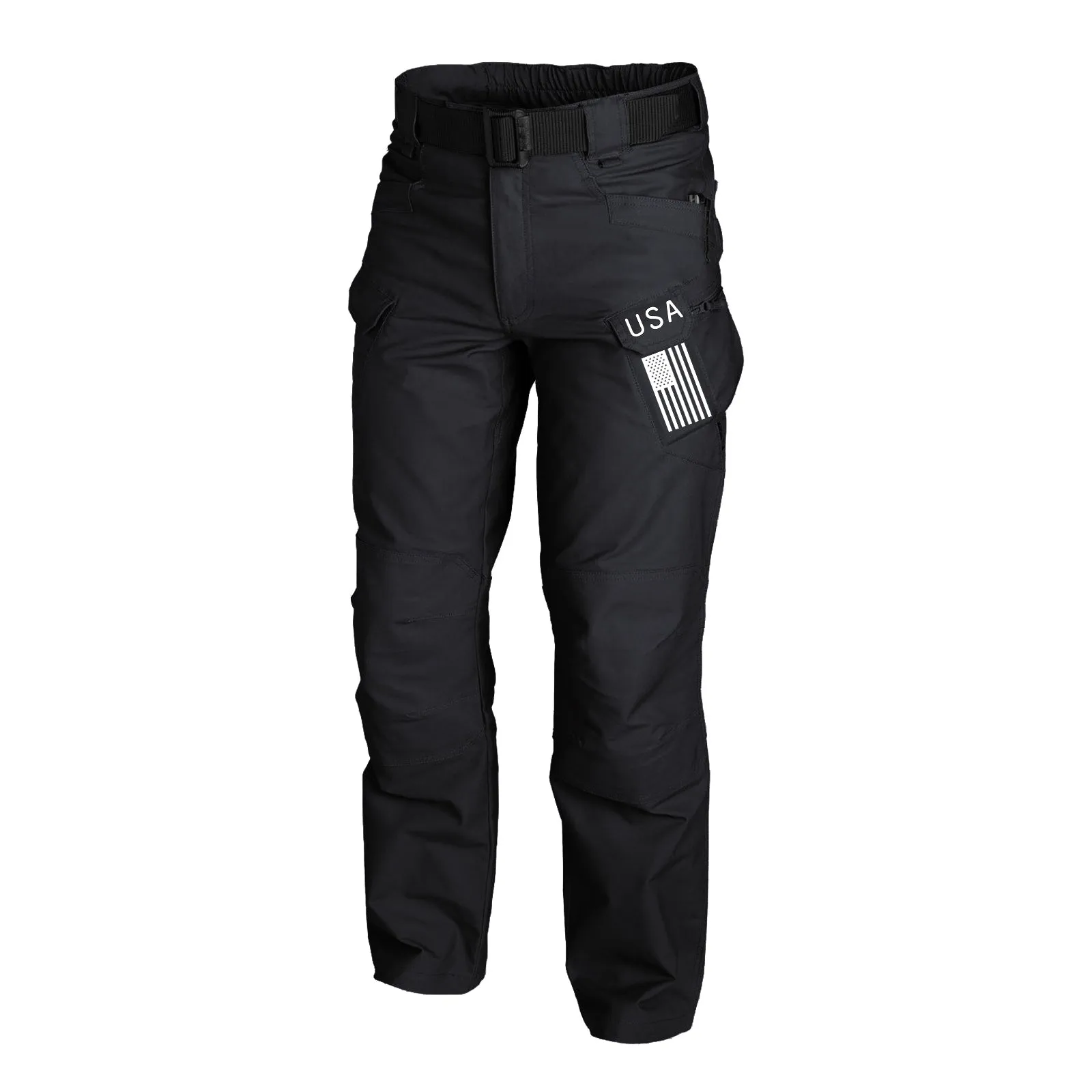 USA FLAG GRAPHIC OUTDOOR WEARABLE QUICK DRY MULTI-POCKET  CARGO PANTS WITH BELT