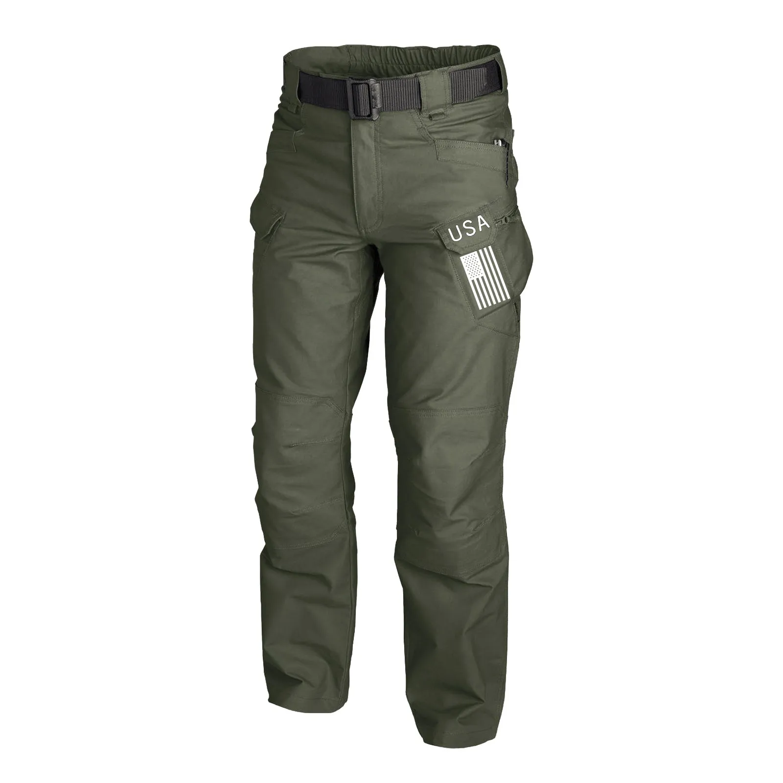 USA FLAG GRAPHIC OUTDOOR WEARABLE QUICK DRY MULTI-POCKET  CARGO PANTS WITH BELT