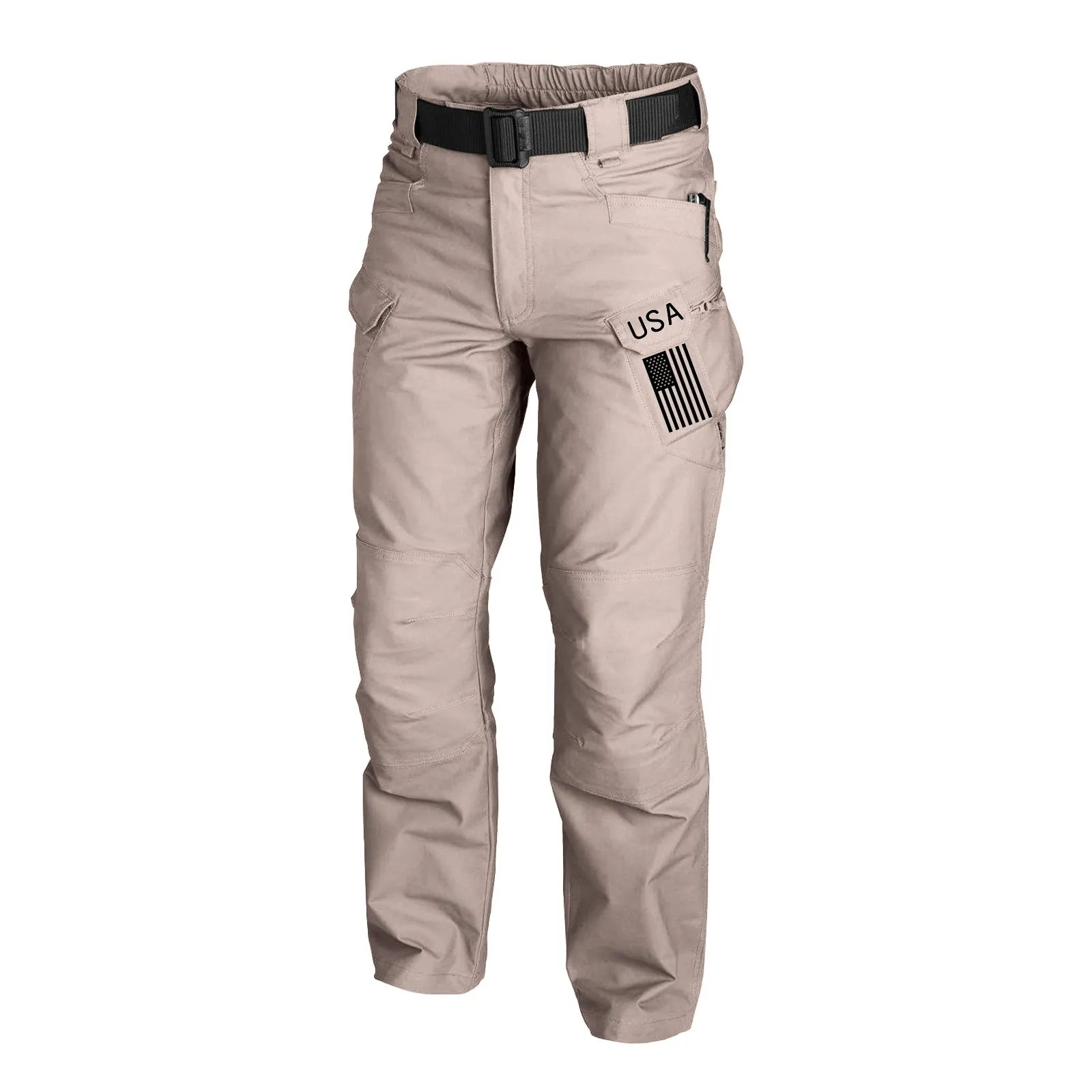 USA FLAG GRAPHIC OUTDOOR WEARABLE QUICK DRY MULTI-POCKET  CARGO PANTS WITH BELT