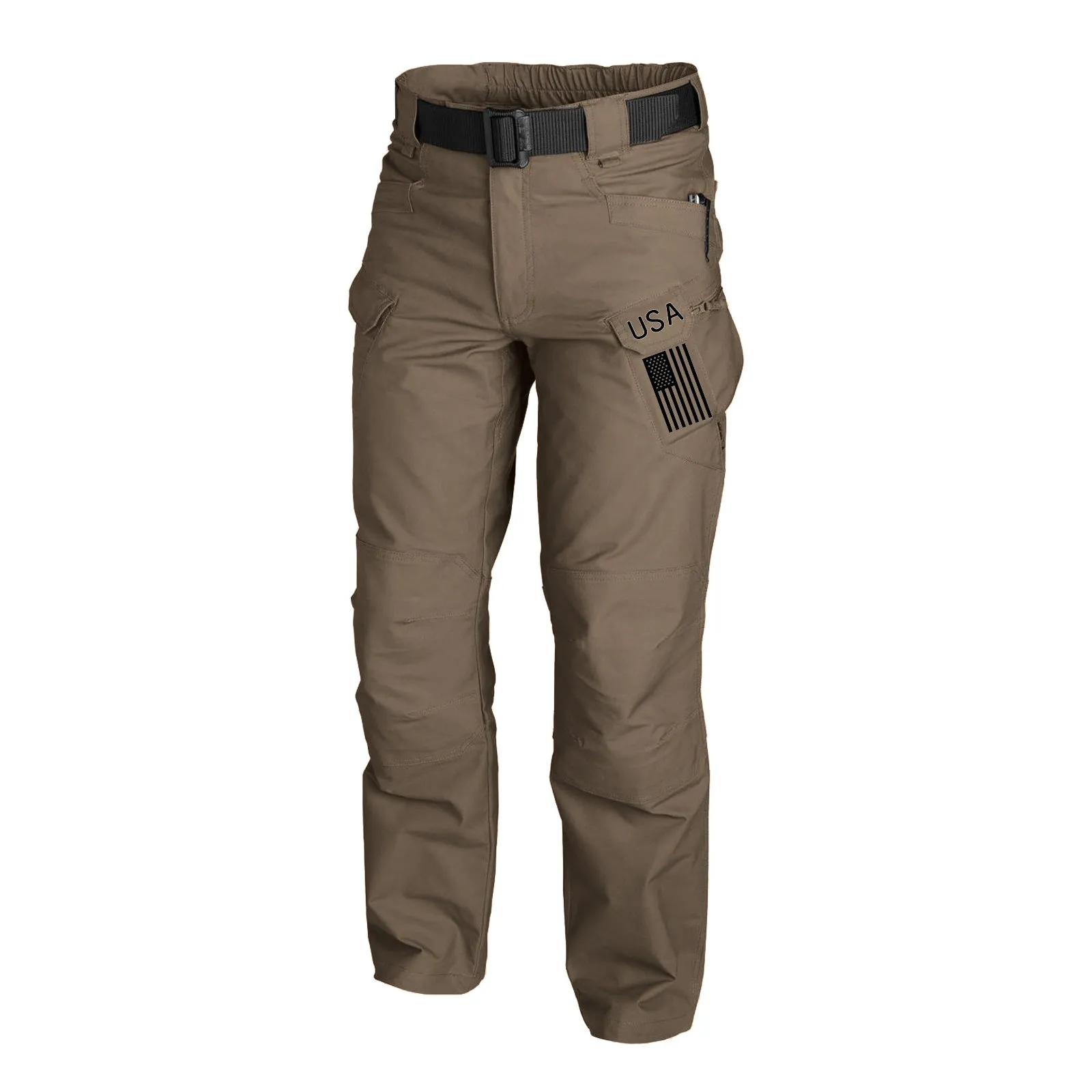 USA FLAG GRAPHIC OUTDOOR WEARABLE QUICK DRY MULTI-POCKET  CARGO PANTS WITH BELT