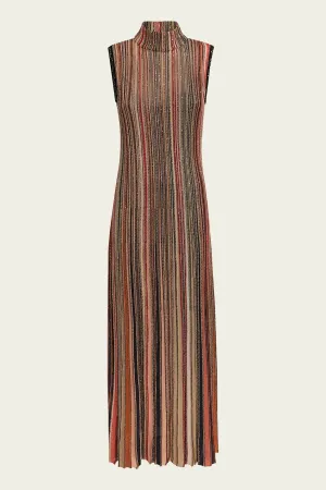 Vertical Striped Knit Sequin Dress in Multi