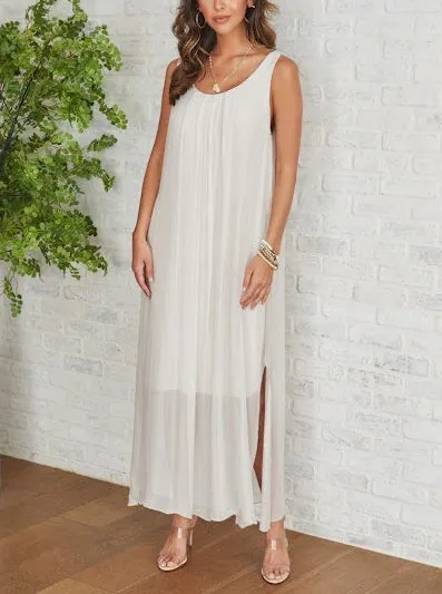 VISCOSE SHEER SLEEVELESS DRESS