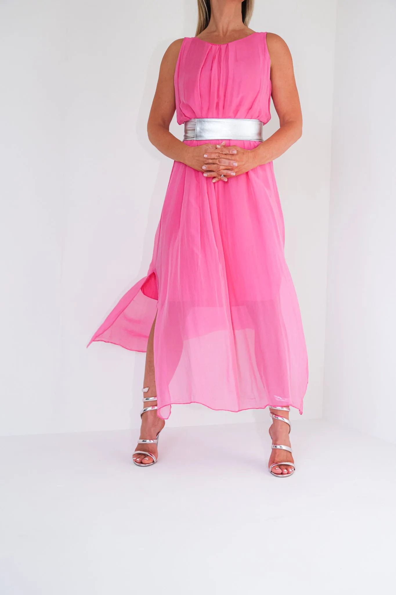 VISCOSE SHEER SLEEVELESS DRESS