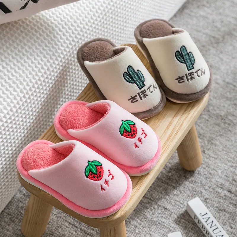 VLOVELAW Autumn and Winter New Children's Cotton Slippers Parent-Child Cartoon Wool Sleeper Fleece-lined Warm Indoor Home Cotton Slippers Wholesale