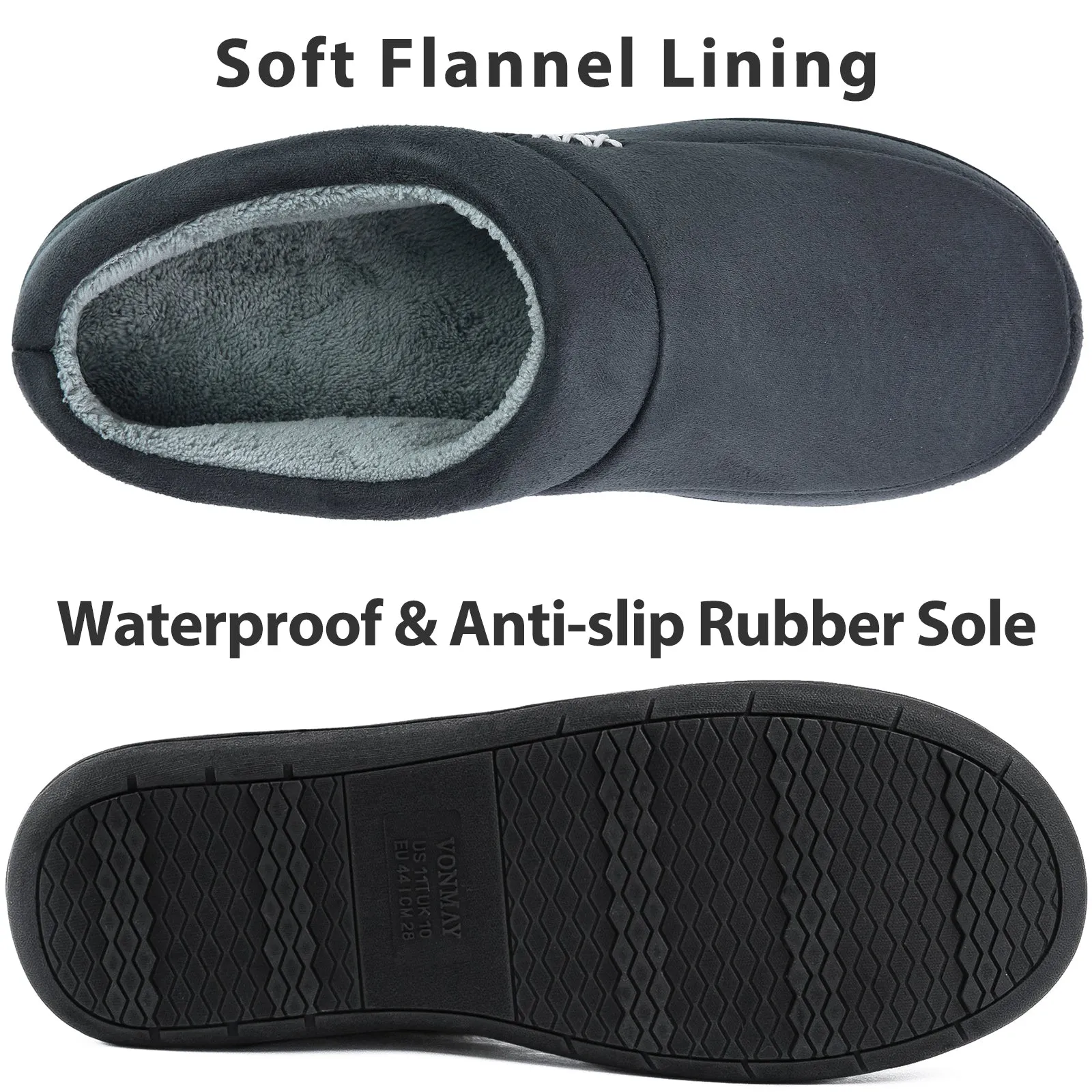 VONMAY Men's Slippers Cozy House Shoes Memory Foam Slip On Clog  Garden Shoes
