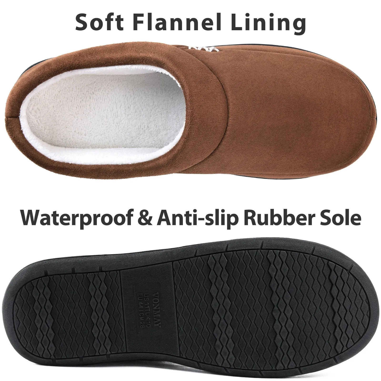 VONMAY Men's Slippers Cozy House Shoes Memory Foam Slip On Clog  Garden Shoes