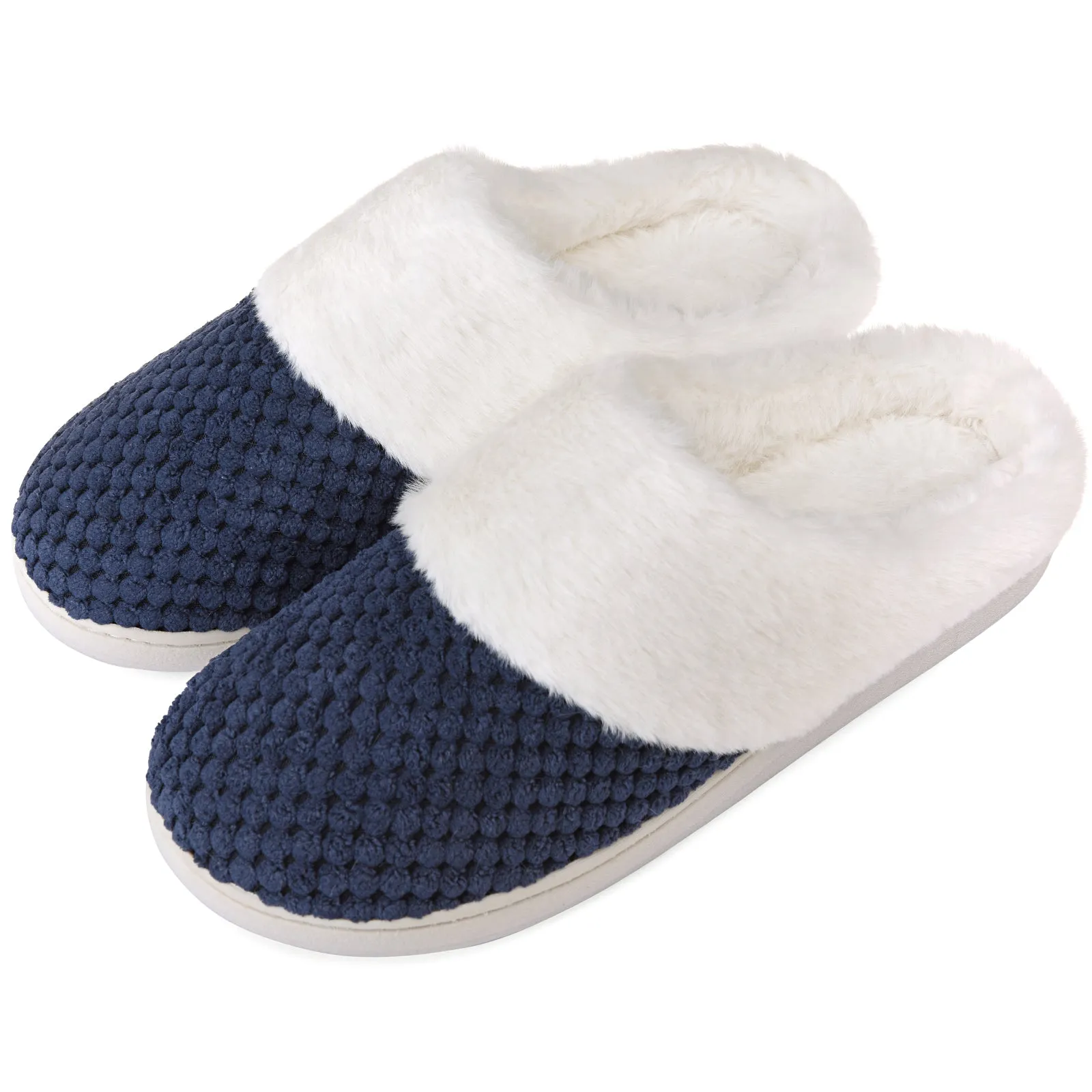 VONMAY Women's Slippers House Shoes Fleece Fuzzy Plush Lining Comfort Memory Foam Slip On Clog Coral Indoor/Outdoor