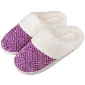 VONMAY Women's Slippers House Shoes Fleece Fuzzy Plush Lining Comfort Memory Foam Slip On Clog Coral Indoor/Outdoor