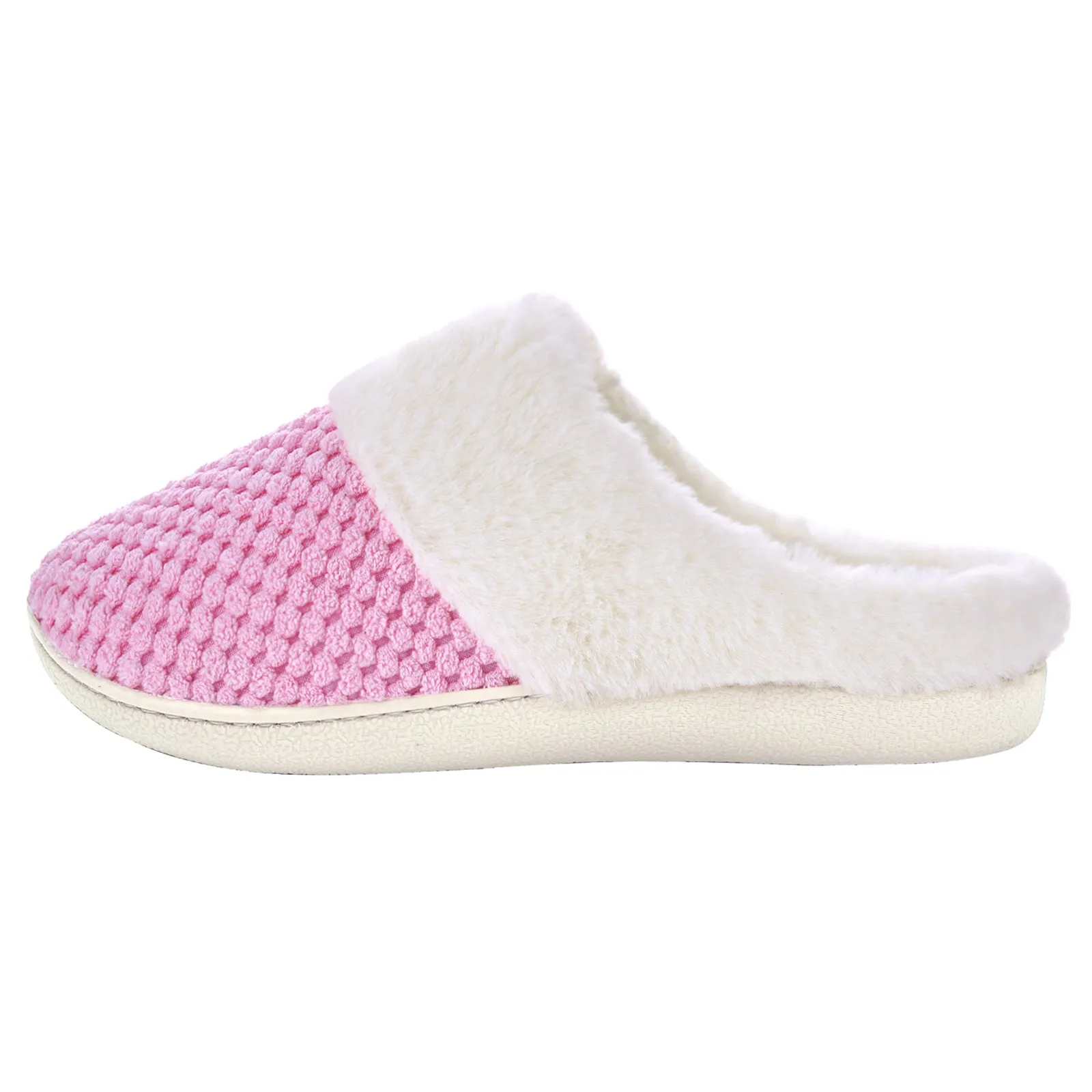 VONMAY Women's Slippers House Shoes Fleece Fuzzy Plush Lining Comfort Memory Foam Slip On Clog Coral Indoor/Outdoor