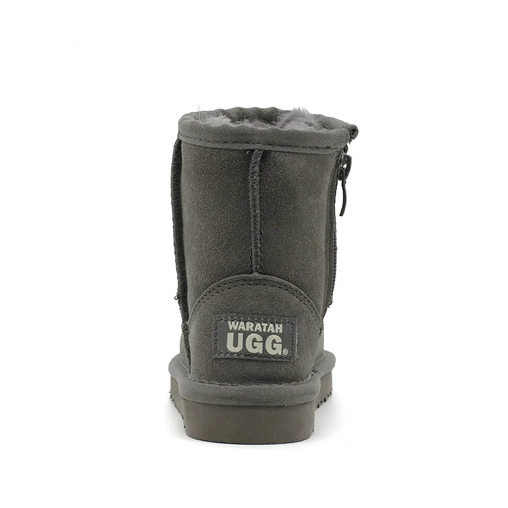 WARATAH UGG® Water Resistant Kids Short Zip Up Boot - Grey